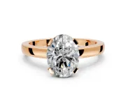 Solitaire Engagement Ring Setting for Oval Center with Plain Band and Flat Tab Prong Head in Rose Gold