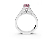 Solitaire Engagement Ring Setting for Fancy Pink Cushion Cut Center with Channel Band and Double Claw Prong Head in Platinum