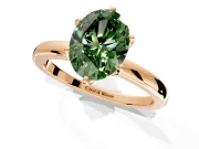 Solitaire Engagement Ring Setting for Fancy Green Oval Center with Plain Band and Tulip Prong Head in Rose Gold