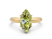 Solitaire Engagement Ring Setting for Fancy Yellow Marquise Center with Wide Knife Ridge Band and Prong Head in Yellow Gold