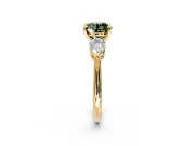 3 Stone Engagement Ring Setting for Fancy Green Round Cut Center with Large Pear-Shaped Accents and Prong Head in Yellow Gold