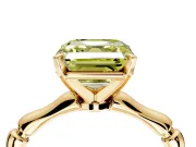 Solitaire Engagement Ring Setting for Fancy Yellow Asscher Cut Center with Bamboo Band and Prong Head in Yellow Gold