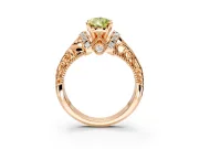 Solitaire Engagement Ring Setting for Fancy Yellow Pear-Shaped Center with Filigree Accent Basket and Prong Head in Rose Gold