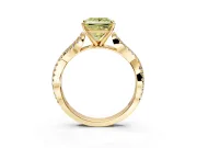 Solitaire Engagement Ring Setting for Fancy Yellow Princess Cut Center with Twisted Pave Split Shank and Prong Head in Yellow Gold