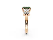 Floral Engagement Ring Setting for Fancy Green Emerald Cut Center with Marquise Cluster Shoulders and Prong Head in Rose Gold