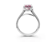 Solitaire Engagement Ring Setting for Fancy Pink Radiant Cut Center with Accented Split Shank and Prong Head in Platinum