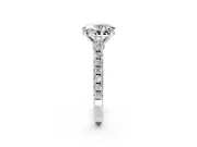 Solitaire Engagement Ring Setting for Oval Center with Single Row Accent Band and Prong Head in Platinum