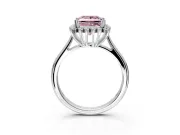 Starburst Halo Engagement Ring Setting for Fancy Pink Princess Cut Center with Thin Round-Wire Band and Prong Head in Platinum