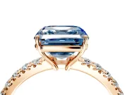 Solitaire Engagement Ring Setting for Fancy Blue Asscher Cut Center with Large Accent Band and Prong Head in Rose Gold