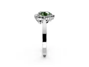 Starburst Halo Engagement Ring Setting for Fancy Green Heart-Shaped Center with Flat Cathedral Band and Prong Head in Platinum