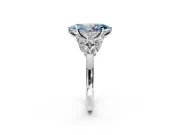 Leaf Cluster Engagement Ring Setting for Fancy Blue Marquise Center with Marquise Accents and Prong Head in Sterling Silver
