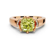 Solitaire Engagement Ring Setting for Fancy Yellow Cushion Cut Center with Wide Band, Pave Collar and Prong Head in Rose Gold