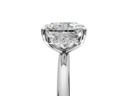 Hidden Halo Engagement Ring Setting for Radiant Cut Center with Thin Rounded Band and Prong Head in Sterling Silver
