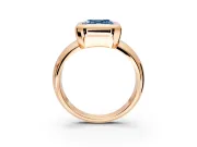 Solitaire Engagement Ring Setting for Fancy Blue Asscher Cut Center with Wide Band and Bezel Head in Rose Gold