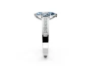 Solitaire Engagement Ring Setting for Fancy Blue Marquise Center with Princess Cut Channel Band and Prong Head in White Gold