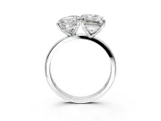 Cushion Cut and Emerald Cut Lab-Grown Diamond Toi et Moi Engagement Ring with Prong-Set Stones in Sterling Silver