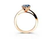 Solitaire Engagement Ring Setting for Fancy Blue Heart-Shaped Center with Basket Rail and Prong Head in Rose Gold