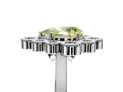 Cluster Halo Engagement Ring Setting for Fancy Yellow Pear-Shaped Center with Milgrain Bezel Accents and Prong Head in Sterling Silver