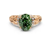 Solitaire Engagement Ring Setting for Fancy Green Oval Center with Filigree Accent Basket and Prong Head in Rose Gold