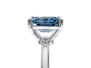 Minimalist Solitaire Engagement Ring Setting for Fancy Blue Emerald Cut Center with Thin Band and Prong Head in Sterling Silver