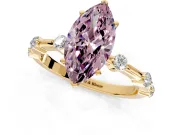 Solitaire Engagement Ring Setting for Fancy Pink Marquise Center with Bezel Station Band and Prong Head in Yellow Gold