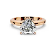Solitaire Engagement Ring Setting for Heart-Shaped Center with Wire Band and Prong Head in Rose Gold