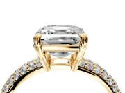Solitaire Engagement Ring Setting for Asscher Cut Center with Multi-Row Pave Accents and Basket Head in Yellow Gold