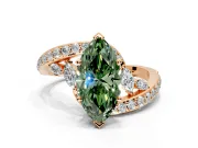 Solitaire Engagement Ring Setting for Fancy Green Marquise Center with Pave Bypass Twist Band and Prong Head in Rose Gold
