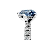 Solitaire Engagement Ring Setting for Fancy Blue Heart-Shaped Center with Large Accents and Prong Head in Platinum