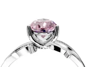 Solitaire Engagement Ring Setting for Fancy Pink Pear-Shaped Center with Pave and Plain Crossover Band and Prong Head in Sterling Silver