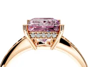 Solitaire Engagement Ring Setting for Fancy Pink Princess Cut Center with Channel-Set Accent Band and Prong Head in Rose Gold
