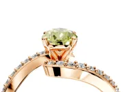 Solitaire Engagement Ring Setting for Fancy Yellow Pear-Shaped Center with Pave Bypass Swirl Band and Prong Head in Rose Gold