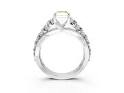 Solitaire Engagement Ring Setting for Fancy Yellow Radiant Cut Center with Graduated Shared Prongs and Prong Head in Platinum
