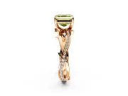 Solitaire Engagement Ring Setting for Fancy Yellow Asscher Cut Center with Pave and Plain Crossover Band and Prong Head in Rose Gold