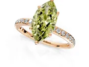 Solitaire Engagement Ring Setting for Fancy Yellow Marquise Center with Fine Pave Band and Prong Head in Rose Gold