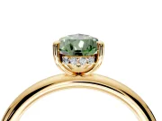 Hidden Halo Engagement Ring Setting for Fancy Green Pear-Shaped Center with Thin Rounded Band and Prong Head in Yellow Gold