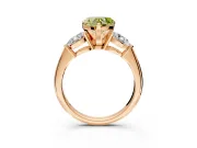 3 Stone Engagement Ring Setting for Fancy Yellow Heart-Shaped Center with Large Pear-Shaped Accents and Prong Head in Rose Gold