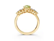 Cluster Engagement Ring Setting for Fancy Yellow Pear-Shaped Center with 2-Row Shoulder Clusters and Prong Head in Yellow Gold