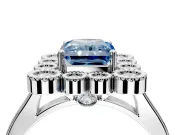 Cluster Halo Engagement Ring Setting for Fancy Blue Radiant Cut Center with Milgrain Bezel Accents and Prong Head in Sterling Silver