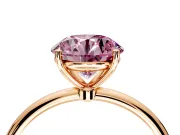 Solitaire Engagement Ring Setting for Fancy Pink Round Cut Center with Straight Thin Band and Prong Head in Rose Gold