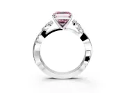 Floral Engagement Ring Setting for Fancy Pink Asscher Cut Center with Trailing Marquise Accents and Prong Head in Sterling Silver