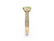 Solitaire Engagement Ring Setting for Fancy Yellow Radiant Cut Center with Multi-Row Accents and Prong Head in Yellow Gold