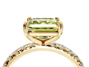 Solitaire Engagement Ring Setting for Fancy Yellow Asscher Cut Center with Shared-Prong Accents and Prong Head in Yellow Gold