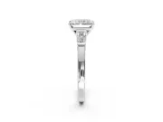 3 Stone Engagement Ring Setting for Radiant Cut Center with Channel Baguette Accents and Prong Head in Platinum