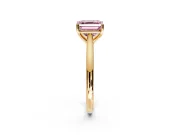 Solitaire Engagement Ring Setting for Fancy Pink Asscher Cut Center with Narrow Cathedral Band and Prong Head in Yellow Gold