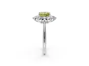 Small-Accent Cluster Halo Engagement Ring Setting for Fancy Yellow Princess Cut Center with Plain Band and Prong Head in Platinum