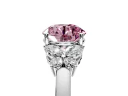 Solitaire Engagement Ring Setting for Fancy Pink Round Cut Center with Marquise Flower Shoulders and Prong Head in Platinum