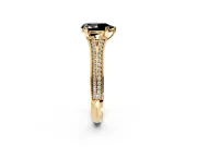 Solitaire Engagement Ring Setting for Fancy Black Pear-Shaped Center with Pave Rail Split Shank and Prong Head in Yellow Gold