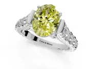 Solitaire Engagement Ring Setting for Fancy Yellow Oval Center with Pave Cathedral Shoulders and Prong Head in Sterling Silver