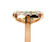 Single Halo Engagement Ring Setting for Fancy Yellow Emerald Cut Center with Corner Claws, Plain Band and Prong Head in Rose Gold